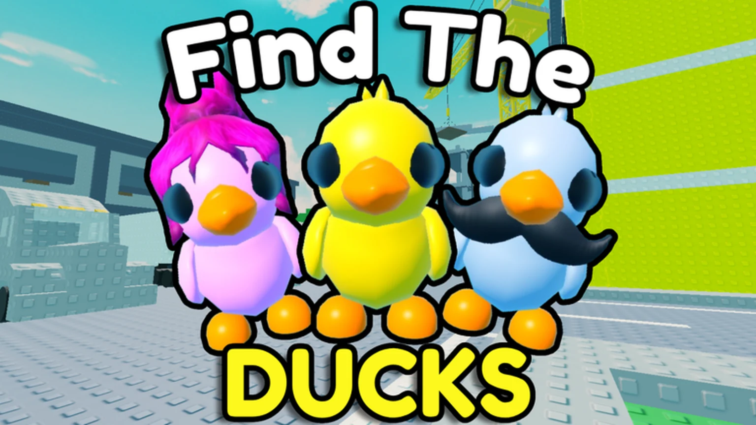 Official Find the Ducks Beach artwork with three collectible ducks